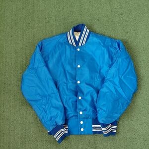 VINTAGE Missouri Jaycees Nylon Bomber Jacket 80's Blue Outerwear Jacket Sz Mediu